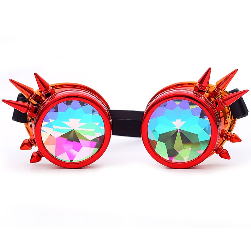 Lelinta Kaleidoscope Rave Goggles Steampunk Goggles Glasses Halloween Costume Accessories for Men Women Cosplay Party - Image 1